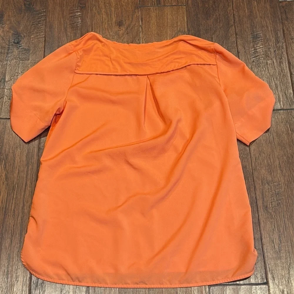Small Calvin Klein Women's Loose Fitting Orange Blouse Top